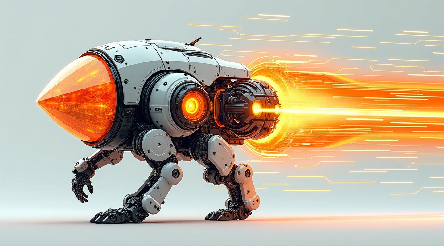 Turuncu kristal çekirdekli mekanik robot